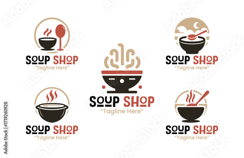 5 Soup Shop Logo Set Professional Culinary Branding Collection