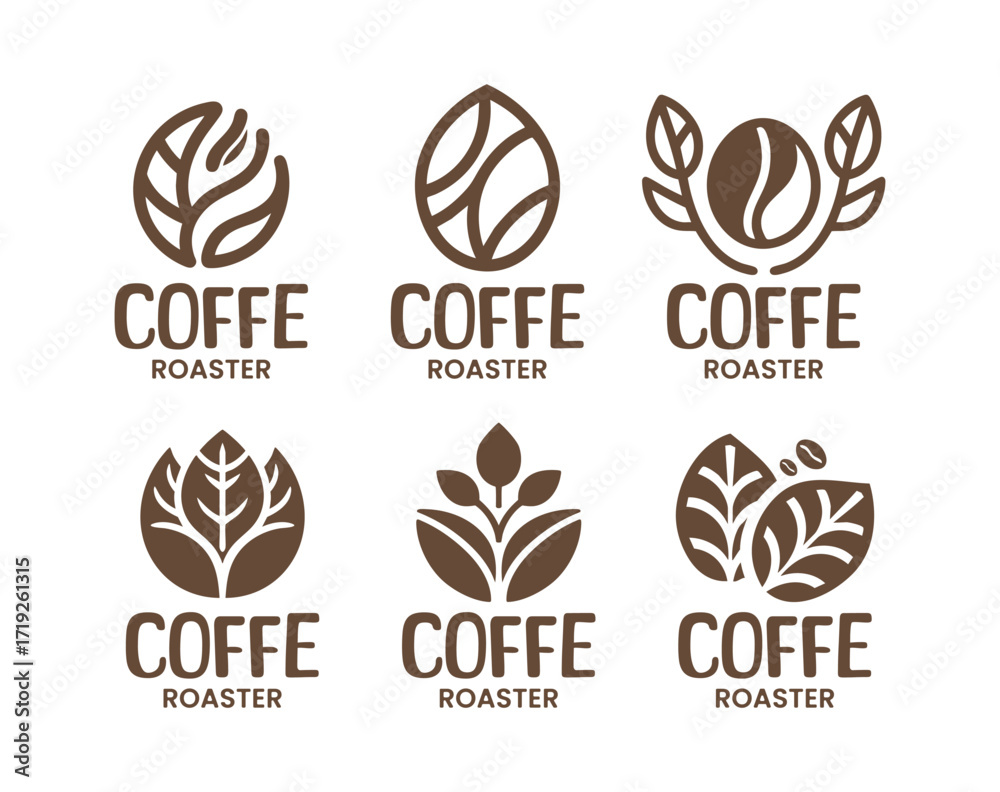 Obraz premium 6 Coffee Roastery Logo Set Professional Specialty Coffee Branding Collection
