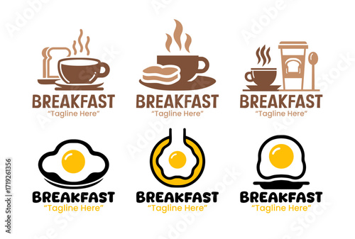 6 Breakfast Logo Set Professional Morning Meal Branding Collection