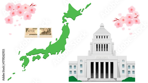 日本の象徴セット イラスト Japanese symbols set illustration