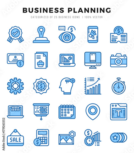 Set of Business Strategy Icons. Simple line art style icons pack.
