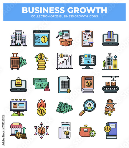 Collection of 25 Business Growth Icons: Boost Your Business Visuals