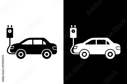 Minimalist Electric Car Charging Symbol PNG.