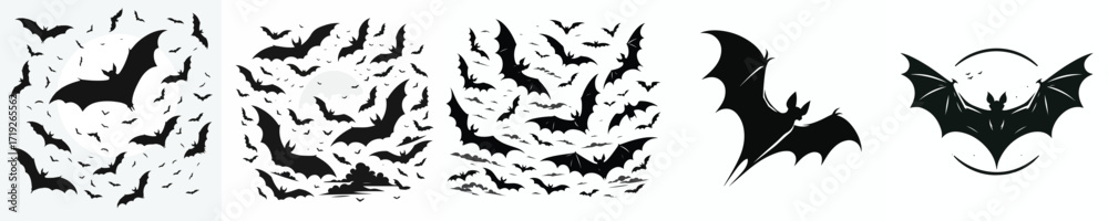 Naklejka premium Halloween flying bat silhouette vector