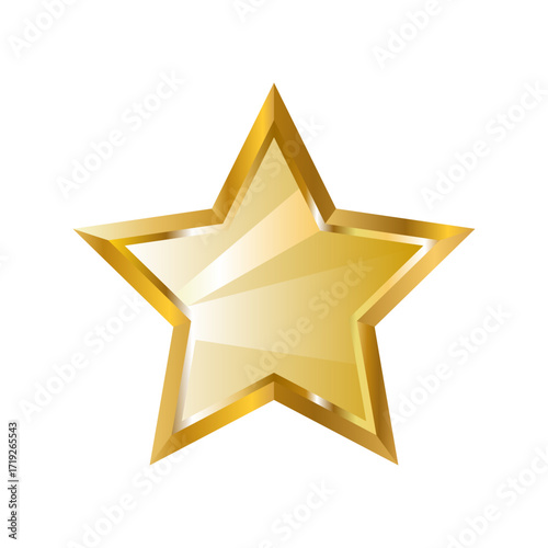 Gold star symbol. Concept of achieving success in a business review and rating system. Award, prize, quality mark, recognition element.