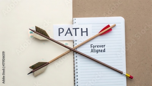 Wallpaper Mural Crossed Arrows and Notepad with Path Label Inspiring Journey Torontodigital.ca