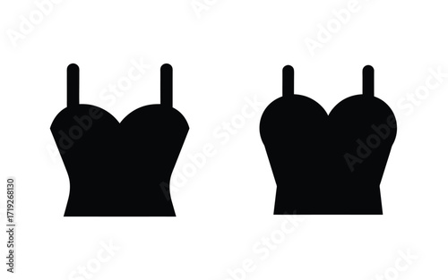 Two black tank top silhouettes with thin straps displayed on a white background side by side