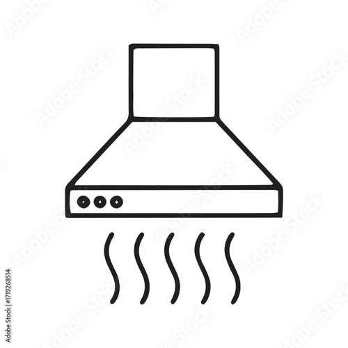 Kitchen Range Hood Line Icon. Cooker Extractor Fan Vector Illustration. Simple Outline Symbol for Kitchen Appliance and Ventilation.