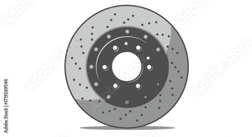 Detailed Vector Illustration of a Perforated Car Brake Disc