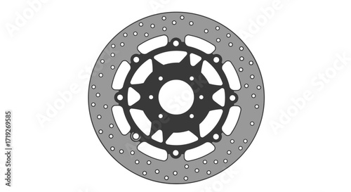 Gray Motorcycle Disc Brake with Radial Pattern