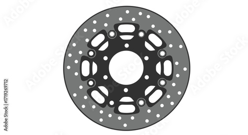 Perforated Motorcycle Brake Disc: Gray and Black Design
