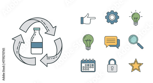 Circular Economy Recycling Process Bottle.