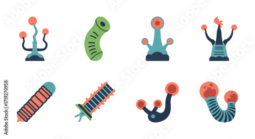 collection of futuristic alien plant life forms.