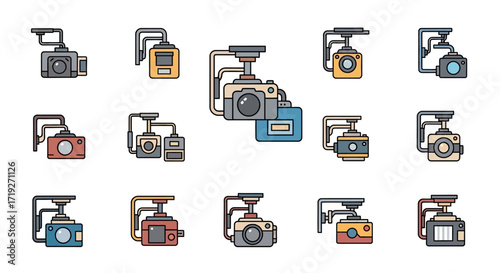 Collection of various dash cameras with different designs and colors.