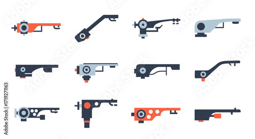 Collection of various tonearm designs for turntables.