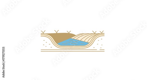 Cross Section of a Small Dam and Reservoir.