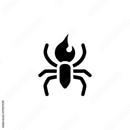 Burning Spider Glyph Icon A Symbol of Destructive