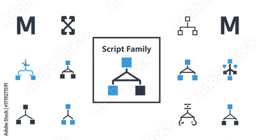 Hierarchical structure icons set organizational chart symbols.