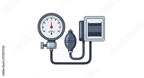 Manual sphygmomanometer for measuring blood pressure illustration.