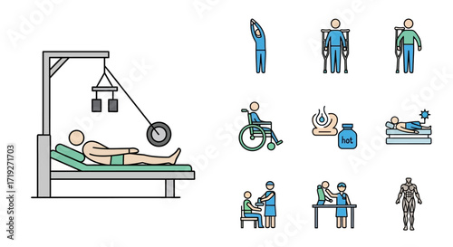 Medical rehabilitation and physical therapy treatment for patients.