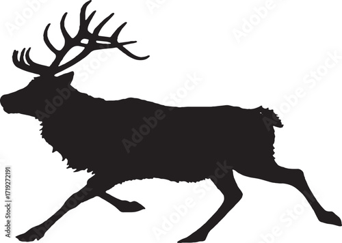 Silhouette of a standing horse on a stark white background isolated