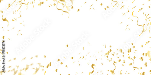 Abstract Scattered yellow confetti Golden Curves Lines creating a festive and celebratory atmosphere visually appealing White Background.	