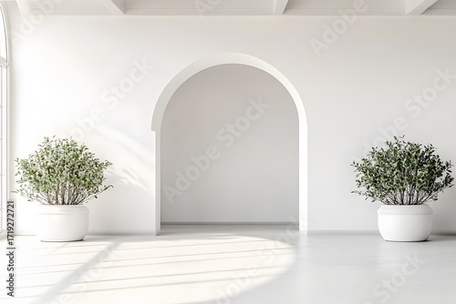 Minimalist White Room Archway Interior Design