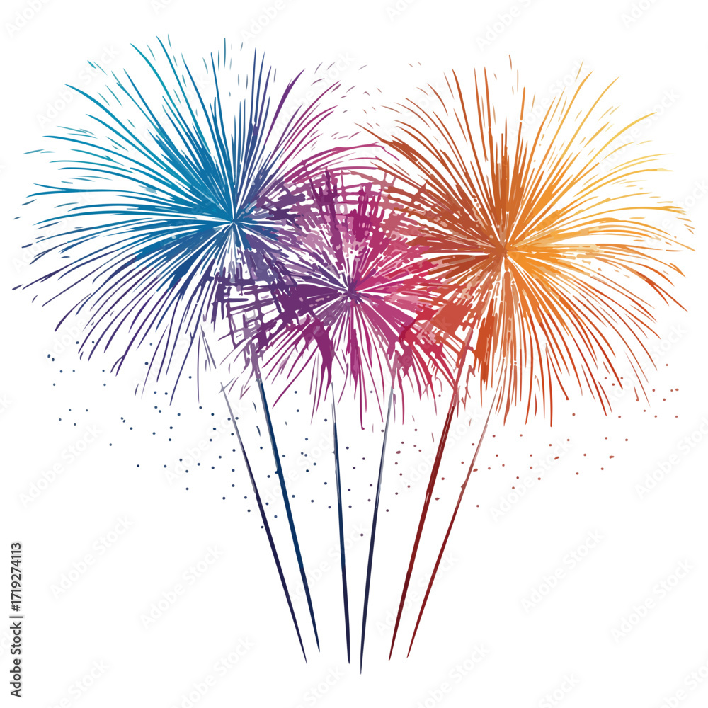 Obraz premium fireworks, asian new year, festival, vector, transparent background, celebration, night, sky, pyrotechnics, celebrate, new year, light, colorful, firework, explosion, pattern