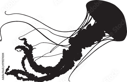 Stylized silhouette of octopus tentacles on white background vector illustration