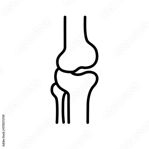 Simple line icon of human knee joint bones. Ideal for orthopedic illustration, anatomy education, hospital graphics, and medical apps.