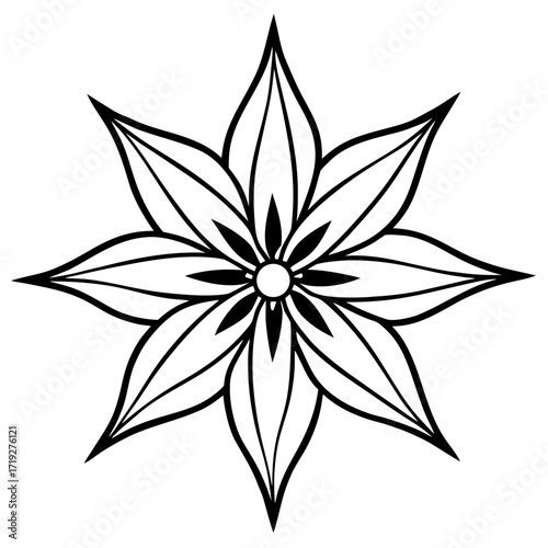 Minimalist Star of Bethlehem Line Art Vector Illustration on White Background