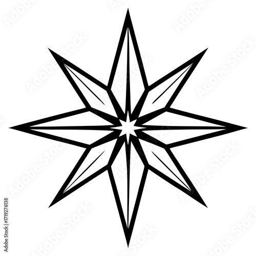 Minimalist Star of Bethlehem Line Art Vector Illustration on White Background