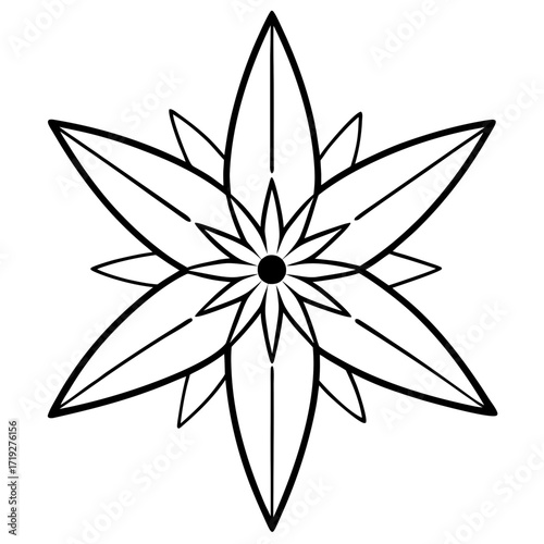 Minimalist Star of Bethlehem Line Art Vector Illustration on White Background