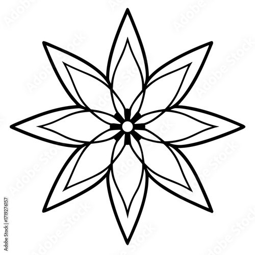 Minimalist Star of Bethlehem Line Art Vector Illustration on White Background