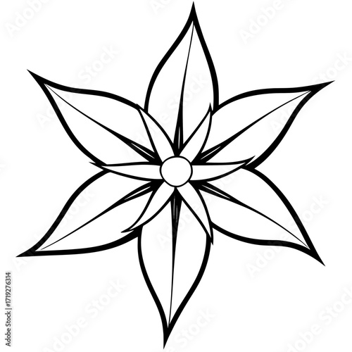 Minimalist Star of Bethlehem Line Art Vector Illustration on White Background