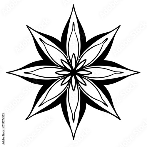 Minimalist Star of Bethlehem Line Art Vector Illustration on White Background