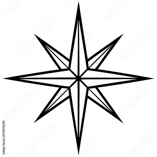 Minimalist Star of Bethlehem Line Art Vector Illustration on White Background