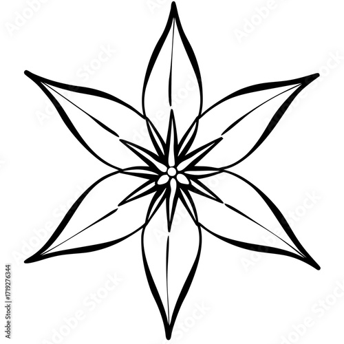 Minimalist Star of Bethlehem Line Art Vector Illustration on White Background