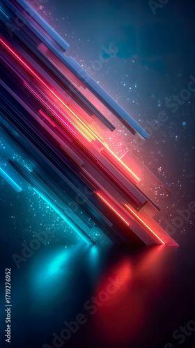 Abstract glowing neon lines flowing diagonally, blue and magenta tones, smooth futuristic background