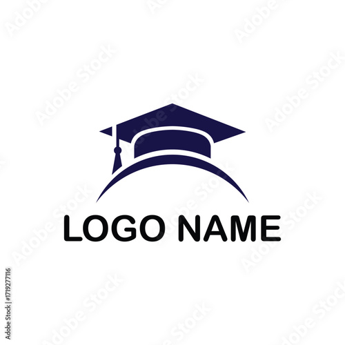 Graduation cap logo for education and learning