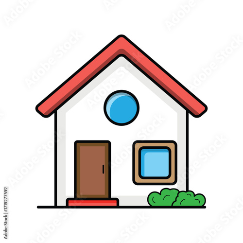 Cute house with red roof for real estate