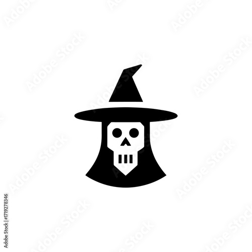 Spooky Skull Witch Vector Illustration for Halloween Design