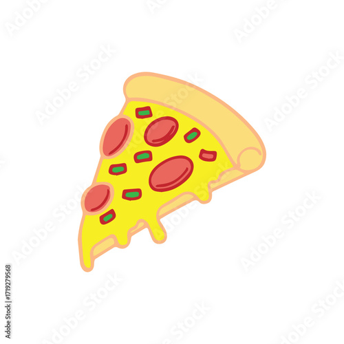 Delicious Pizza Slice Illustration Perfect for Food and Culinary-Related Designs
