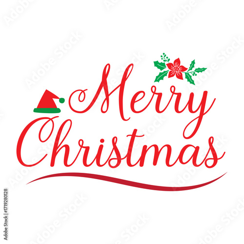 Typography of Merry Christmas text Lettering design card template. Lettering of Merry Chrismas calligraphy Hand drawn. Holiday Greeting Gift Poster. vector illustration