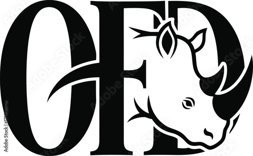 Rhino head integrated into ofd logo design