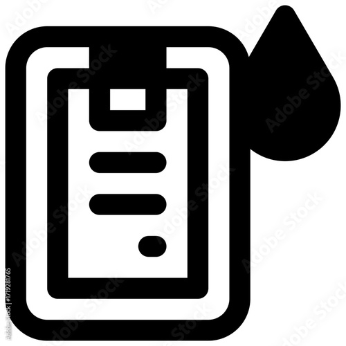 Donor consent form. Outlined stroke vector icon with black-filled details.