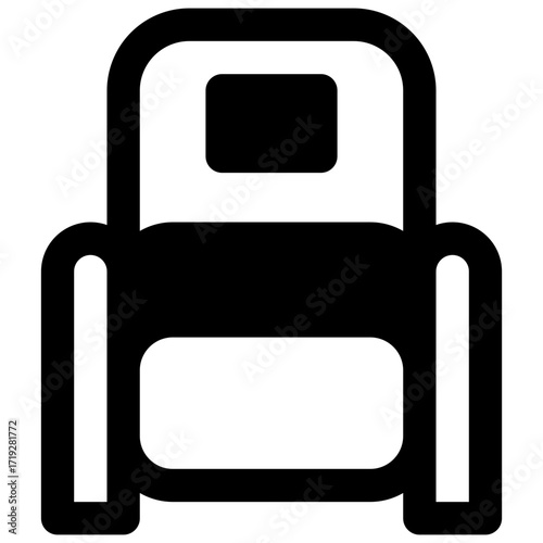 Donor chair. Outlined stroke vector icon with black-filled details.