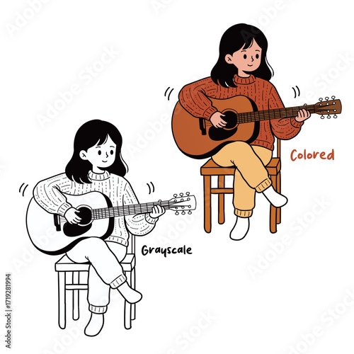 Girl Playing Acoustic Guitar