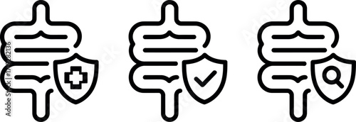 Maintaining gut health with protection and checkup symbols concept representation