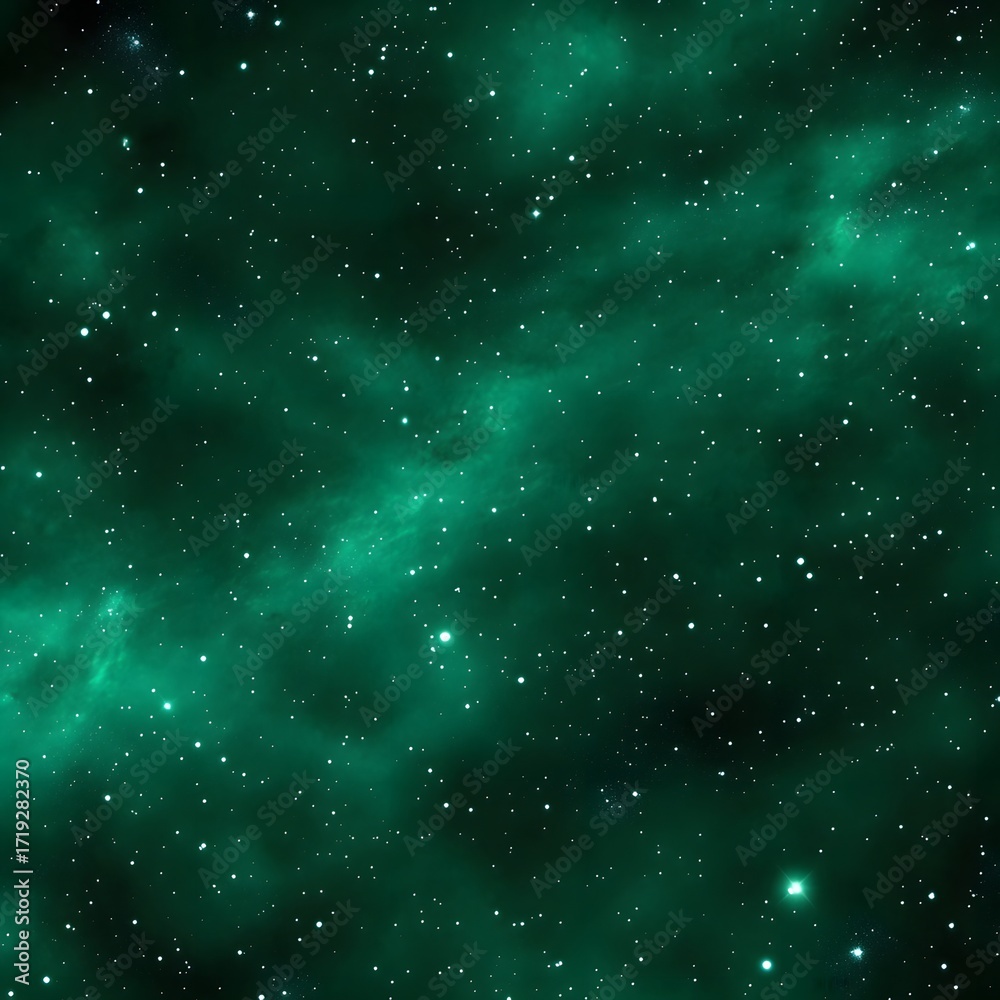 Fototapeta premium Emerald Green Nebula Space Background Starscape Cosmic Dust